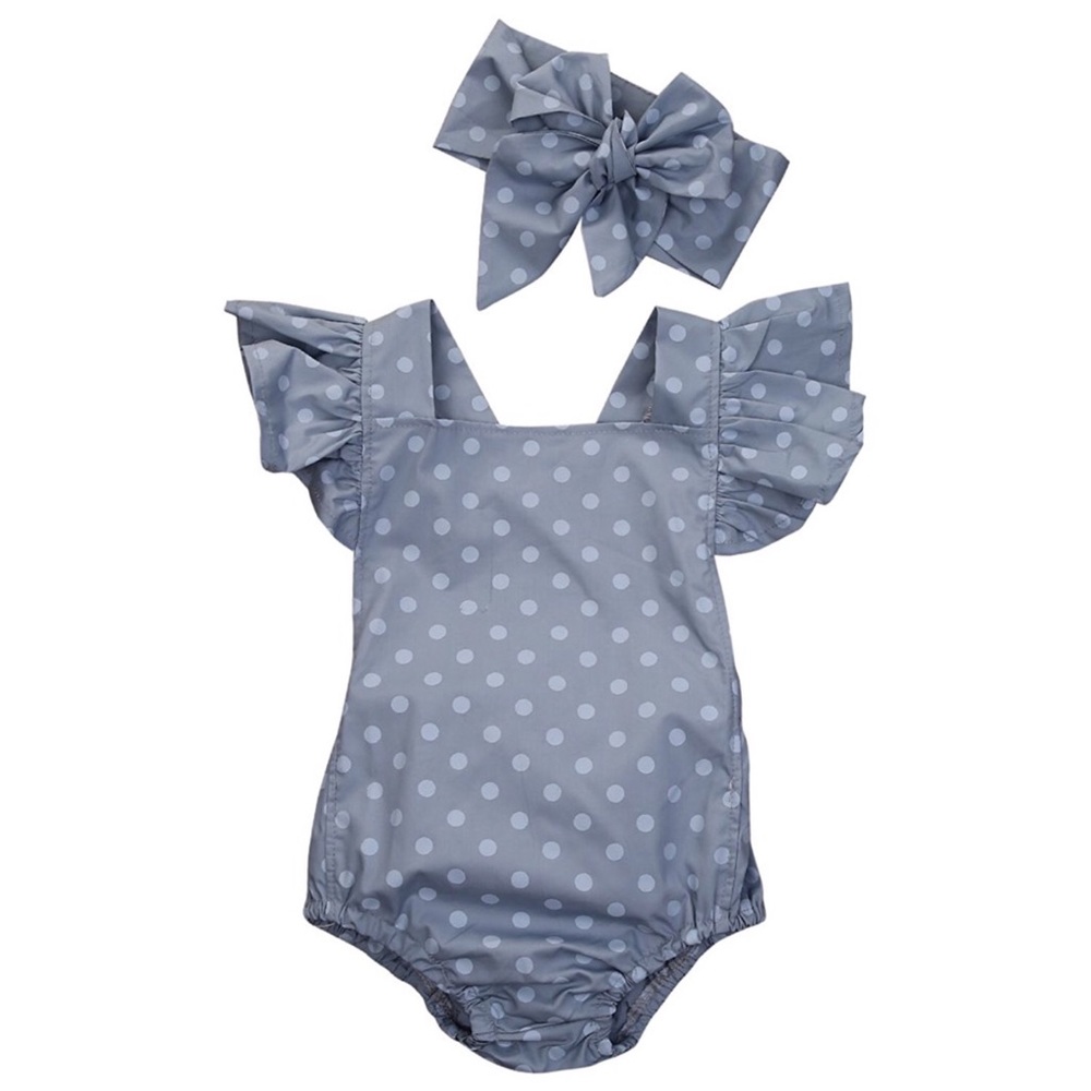 Ava Polka Dot Denim Romper - Picture 7 of 7